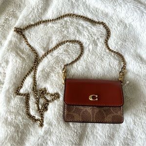 COACH Mini Half Flap Card Case (Tan Rust)